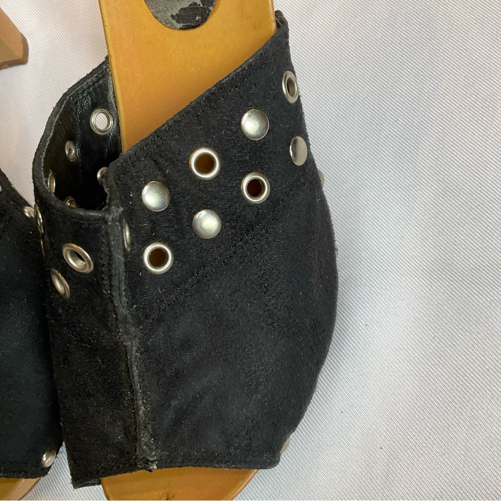 Y2k Studded Mule Clogs with Chunky Wood Heel size 9 Playform Vintage - Picture 3 of 8